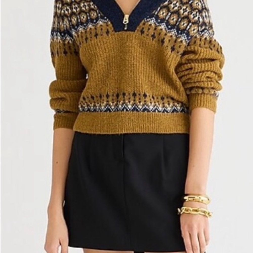 J Crew Fair isle half zip sweater in brushed yarn size large - Picture 5 of 6